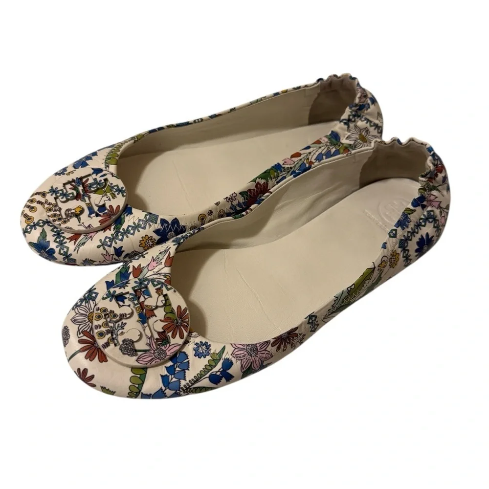 Tory Burch Minnie Ivory Meadow Folly Travel Ballet Flats, in great conditions